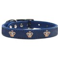 Mirage Pet Products Gold Crown Widget Genuine LeaTher Dog CollarBlue Size 12 83-48 BL12